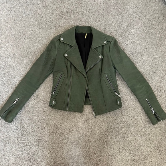 Rebecca Minkoff Jackets & Blazers - Rebecca Minkoff Green Leather Jacket